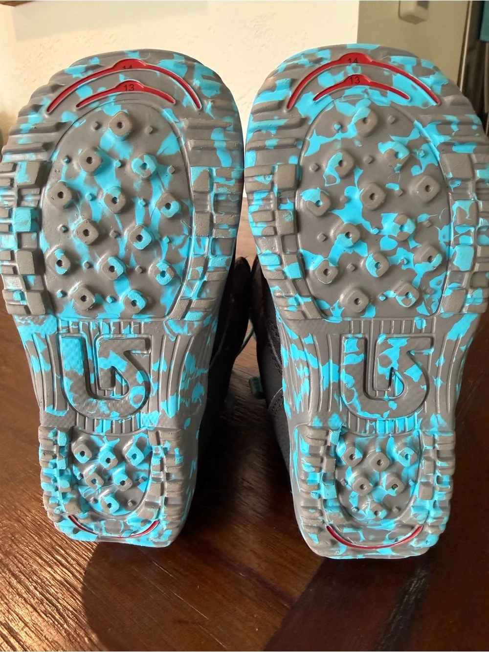 Burton Kids Black, Grey and Blue Snowboarding Boots Size Youth 13